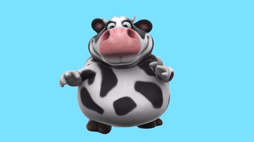 Fun 3D cartoon cow dancing (with alpha channel)