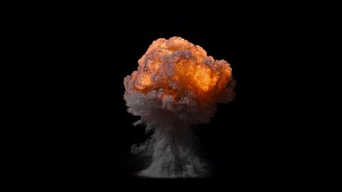 Realistic Fire and Smoke Mushroom Cloud Explosion