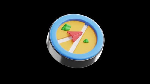 3D Spinning Map Location Icon Animation