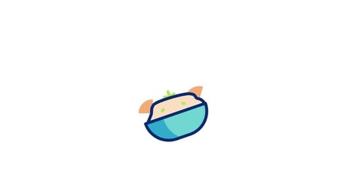 Flat Design Animated Icon of a Food Bowl with Garnish
