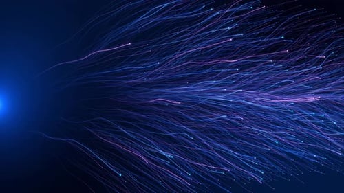 Abstract Fiber Optic Data Flow Stream Background Glowing Strands of Light Representing High Speed