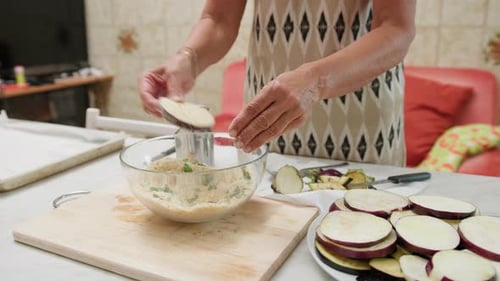 Typical Sicilian Food Eggplant Breading for Homemade Parmigiana