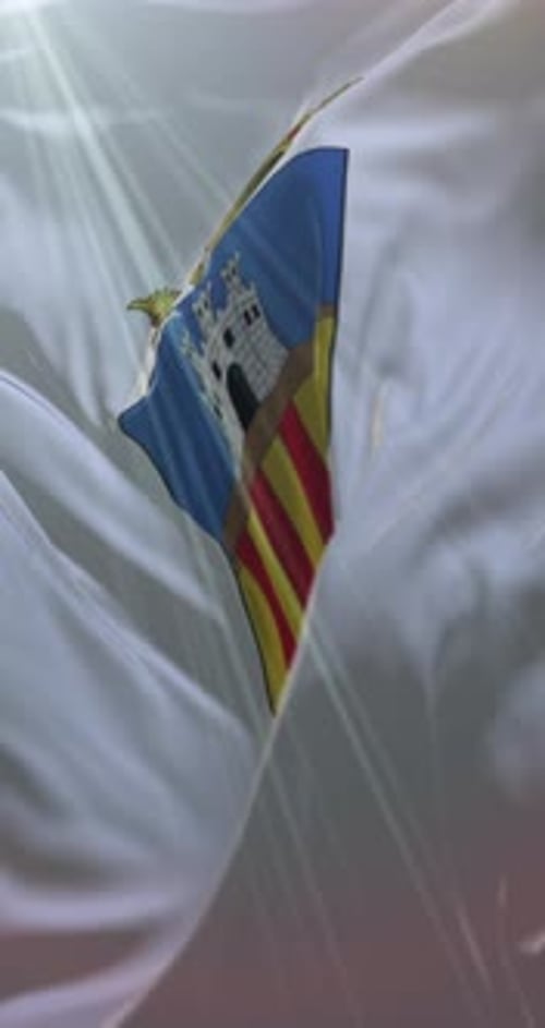 Alicante Coat of Arms Waving Flag Animation with Sun Rays