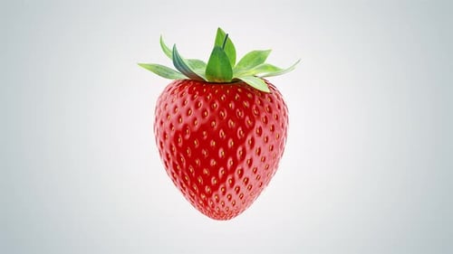 Strawberry Rotating on White Background