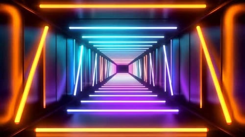 Futuristic Neon Light Corridor Loop Animation