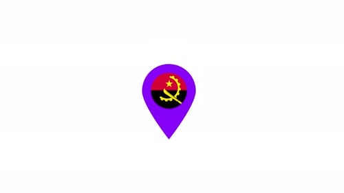 Animated Angola Flag Map Pin Icon