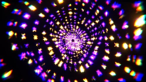 Purple And Yellow Blurred Twinkling Star Tunnel Background VJ Loop l 4K