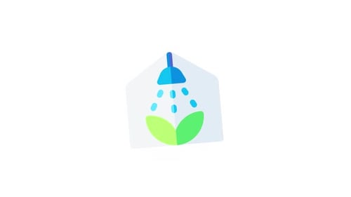 Animated Icon of a House, Plant, and Watering Can