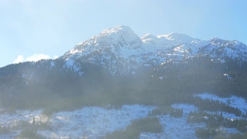 Aerial View on Canadian Rocky Mountain Landscape Covered in Snow