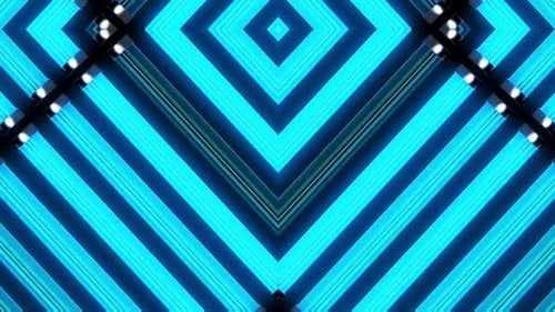Abstract Geometric Blue Neon Glowing Looping Background