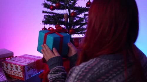 Christmas Gift Giving by Christmas Tree