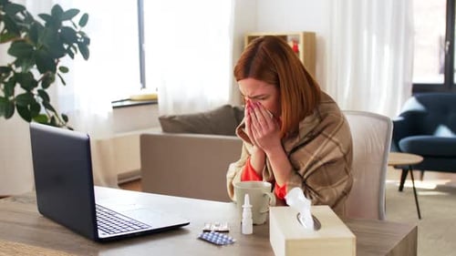 Sick Woman Video Calling Doctor From Home