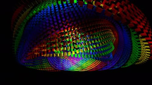 Mehrfarbige abstrakte Rotation von kubischen Ringen im Hintergrund VJ Loop in 4K