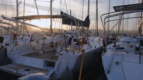 Amazing Sunset With Yachts In The Marina Of Marmaris