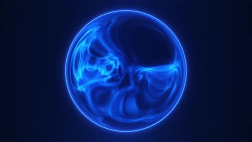 Glowing Blue Energy Sphere Fluid Abstract Animation