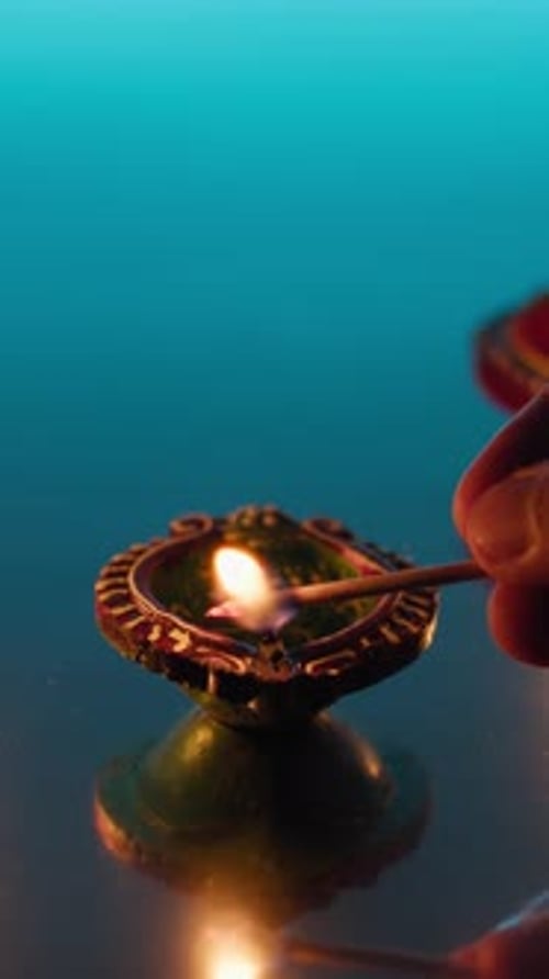 Radiant Diwali Candles Illuminating Dark Night
