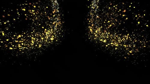 Particules de poussière d'étoiles scintillantes dorées de luxe sur fond noir