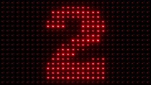 Red Digital Countdown Numbers on LED Display