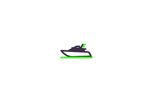 Minimalist Animated Boat Icon on Moving Water