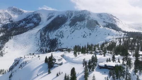Epic Aerial Above Large Mountain Cabin and Luxury Chalet California Real Estate