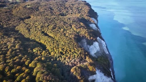 Aerial View of Coastline and Chalk Cliff
