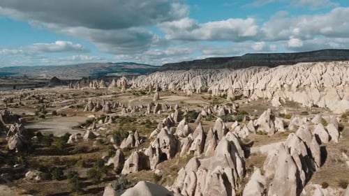 Aerial Footage of Red Valley Rocks in Goreme Capadoccia Turkey