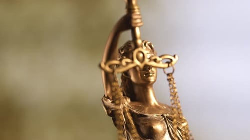 Legal Concept Lady Justice Statue. on Red