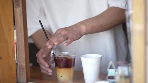 man drinking coffee