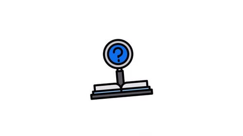 Animated Magnifying Glass and Question Mark Above Open Book