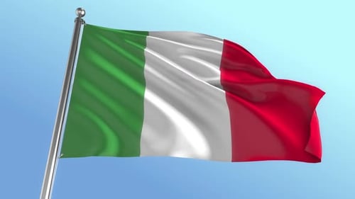 Realistic Waving Italy Flag Animation on Flagpole