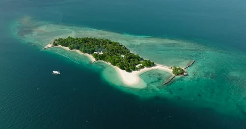 Tropical Island with White Sand Beach in Samal Davao Philippines
