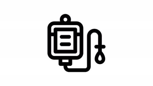 intravenous saline drip line icon animation