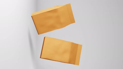 Paper pouch bags coffee beans branding floating 3D animation loop vertical Merchandise pack promo