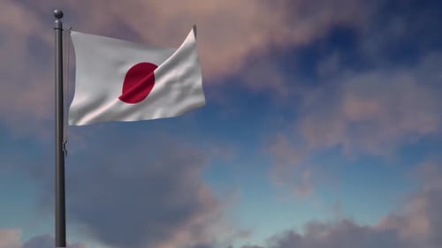 Realistic Waving Japan National Flag Animation