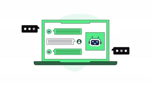 message d'animation de chatbot intelligent. adapté à la technologie et à l'intelligence artificielle.