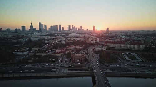 Warsaw City Aerial Hyperlapse
