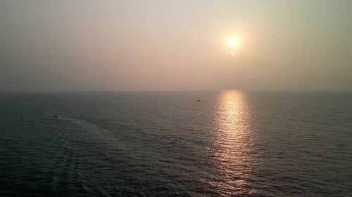 Small Anchored Speedboat Floating in Arabian Sea Near Goa