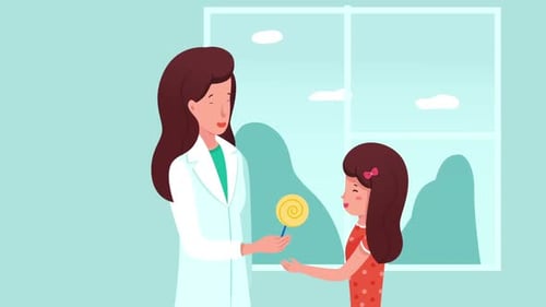 Animated Doctor Giving Lollipop to a Young Patient