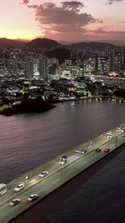 Famous Vitoria Skyline of Vitoria in Espirito Santo Brazil. Southeast Brazil