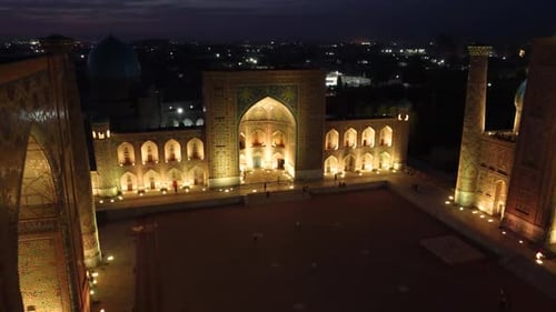 Registan Square in Samarkand Uzbekistan at night