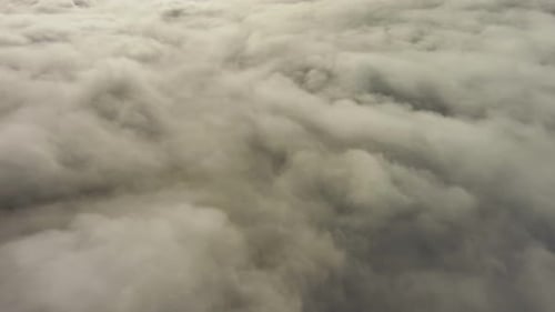 Aerial Top View on Foggy Clouds Morning Mist