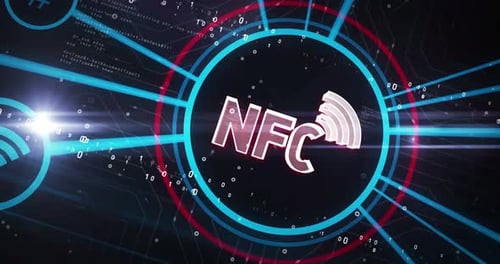 Futuristic NFC Technology Icon Reveal Digital Animation