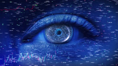 Futuristische Maschenlinien Innovative Medizin Augentechnologie Künstliche Intelligenz scannt Informationen