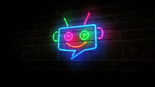 Animated Neon Smiling Chatbot Speech Bubble