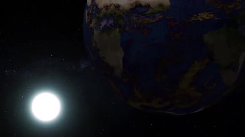 Realistic Planet Earth Rotation in Outer Space Animation