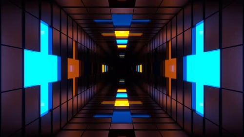 Orange And Blue Neon Plus Tunnel Background Vj Loop In 4K