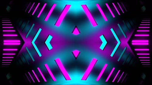 Cyan And Pink Neon Bright Light Kaleidoscope Background Vj Loop In 4K