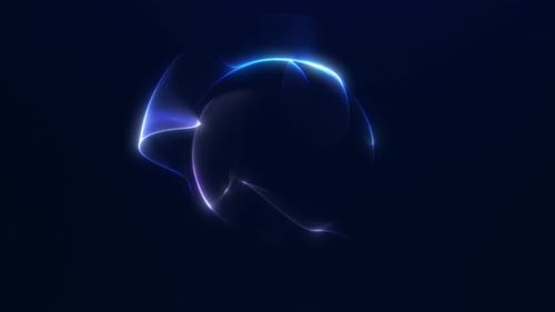Bright futuristic blue glowing orb with smooth gradient edges and flowing neon curves