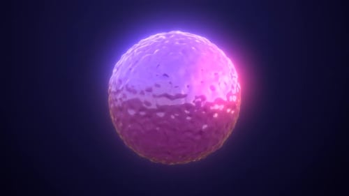 Purple energy magic sphere round high-tech digital iridescent morphing ball of liquid
