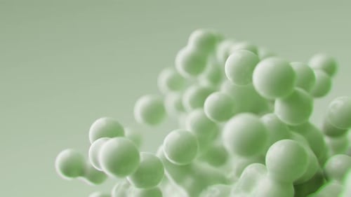 3d Render Abstract Background Green Moving Metaballs Drops Flying Spheres Move Digital Animation